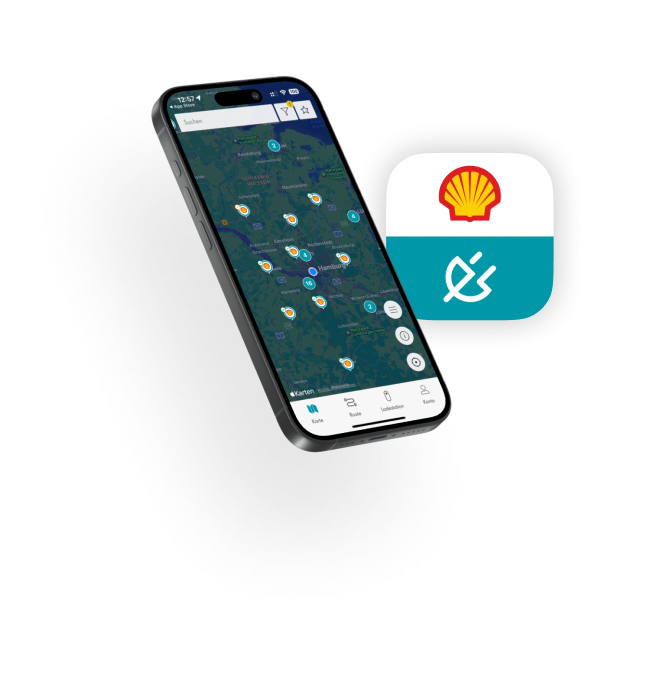 Ein Smartphone mit der Shell Recharge App