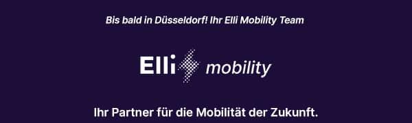 Bis bald in Düsseldorf! Ihr Elli Mobility Team / Elli Logo - Ihr Partner für die Mobilität der Zukunft.