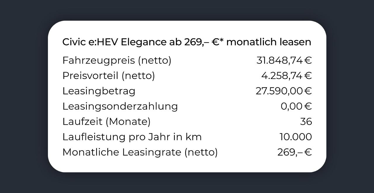 Civic e:HEV Elegance monatlich leasen